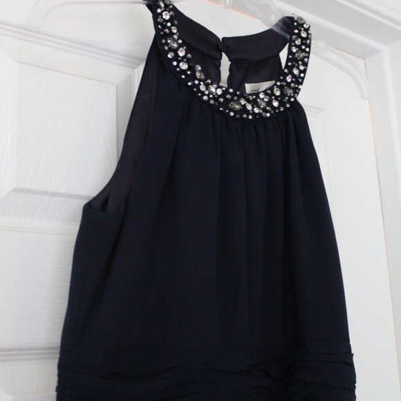 Eliza J Women's Beaded Halter Gown Size 6 Navy - Picture 3 of 4